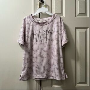 Rae Dunn t shirt size S color purple white and gray